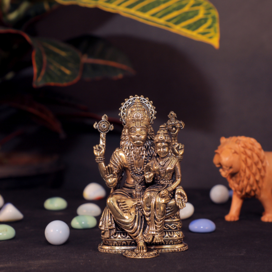 Brass Narasimha Laxmi Statue KBH10319