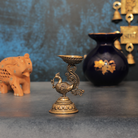 Brass Peacock Diya 5 Inch KBH10591