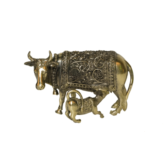 Brass Cow & Calf Statue KBH10875