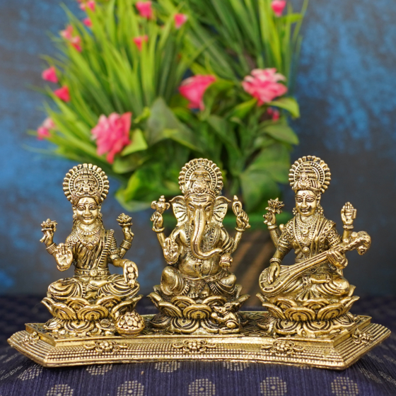 Brass Ganesh, Laxmi Maa and Saraswati Maa Idol KBH10945