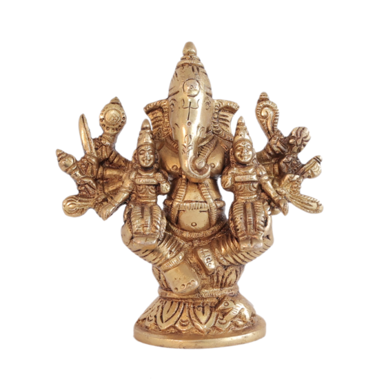 Brass Ganesha with Riddhi Siddhi KBH10968