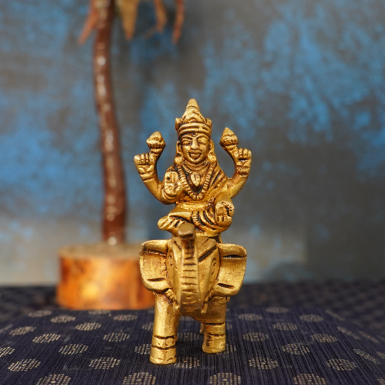 Brass Lakshmi Sitting on Elephant 3 Inch KBH10969