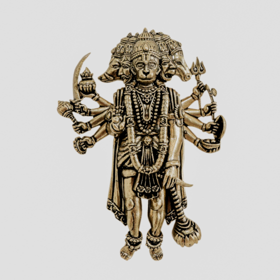 Brass Panchmukhi Hanuman Idol 4 Inch KBH11149