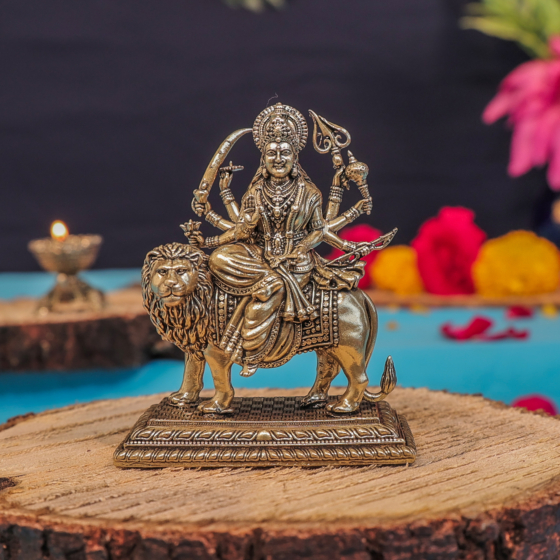 Brass Maa Durga Sitting on Lion 3 Inch KBH11151