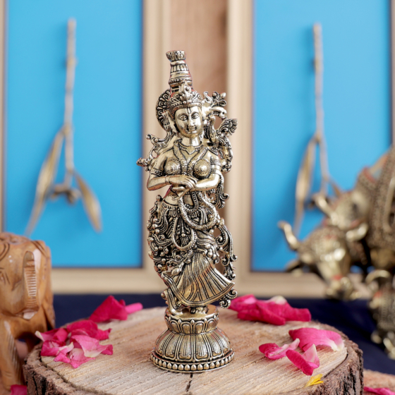 Brass Radha Idol for Home Temple | Radha Rani Brass Murti for Puja, Spiritual Decor & Gift BH11208