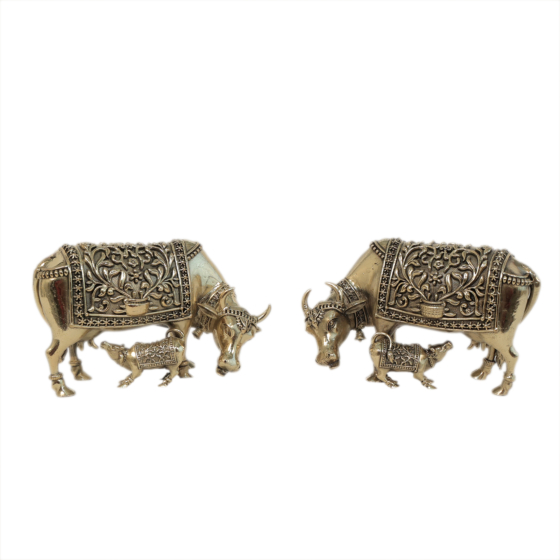 Brass Cow & Calf Statue KBH11288