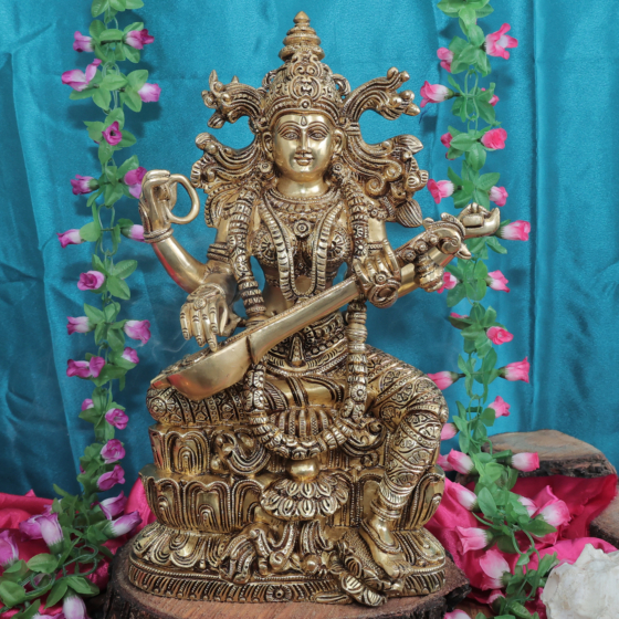 Brass Saraswati Devi Statue KBH11448