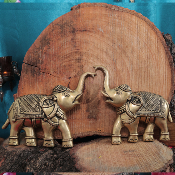 Brass Elephant Pair Wall Hanging 8 inch KBH11453