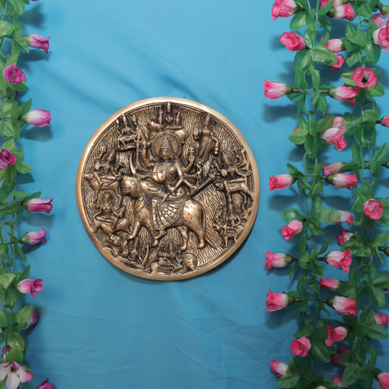 Brass NavaDurga Wall Hanging Plate KBH11454