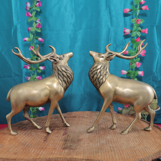 Brass Deer Pair Statue 9 inch KBH11460