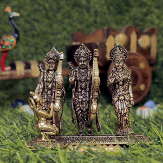 Lord Ram, Sita, Lakshman & Hanuman Brass Murti for Home Temple, Puja Room & Spiritual Decor BH11498