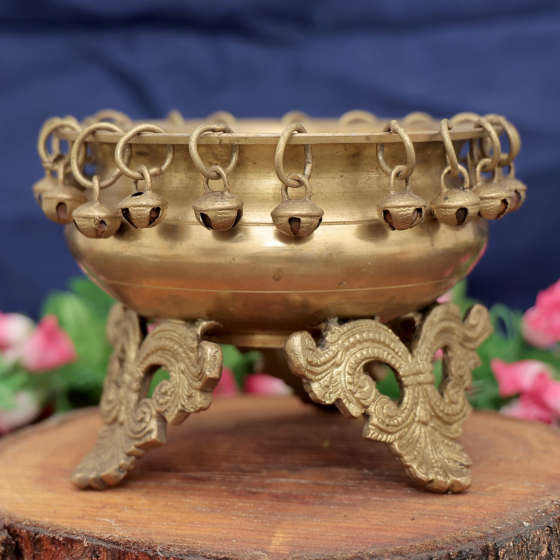 Brass Urli Bowl for Home Decor, Floating Flowers, Diya & Festive Decoration BH11518