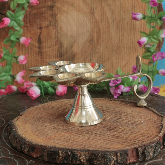 Brass Aarati Diya Height 5 Inch KBH11584