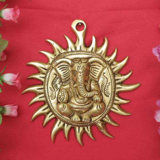 Brass Sun God Ganesha with Surya Chakra KBH11610