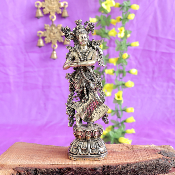 Standing Radha Brass Murti for Home Temple, Puja Room & Spiritual Decor BH11690