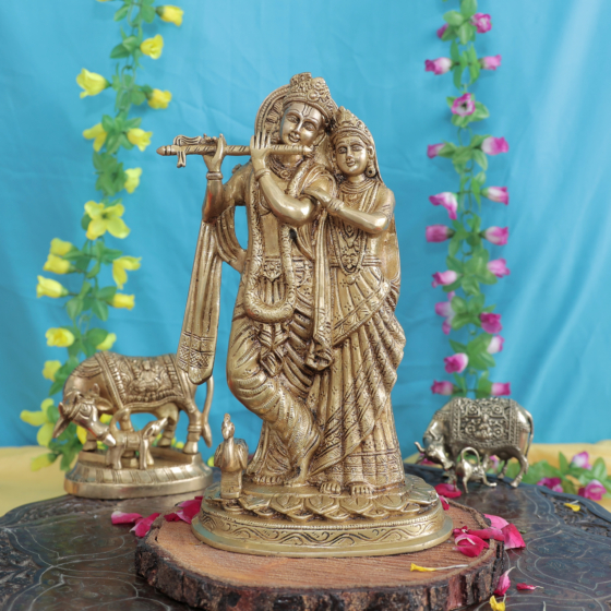 Brass Radha Krishna Statue KBH11713
