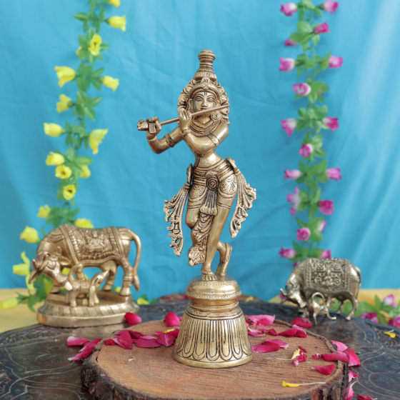 Brass Krishna Statue 11 Inch KBH11719