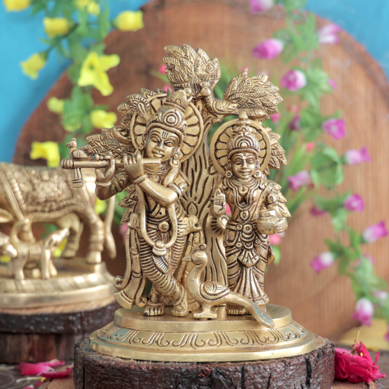 Brass Radha Krishna Statue KBH11720