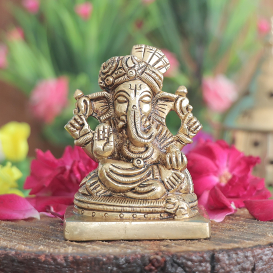 Brass Paghadi Ganesha Statue KBH11730