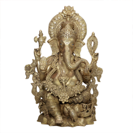 Large Brass Lord Ganesha Idol for Home & Temple BH11792
