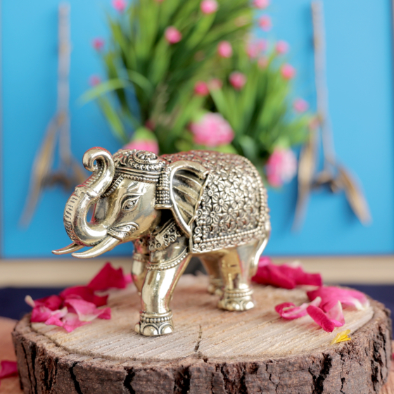 Decorative Brass Elephant Statue for Home Decor, Vastu & Spiritual Decoration BH11881