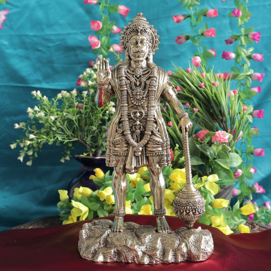 Brass Hanuman Murti for Home Temple, Pooja Room & Spiritual Decor BH11890