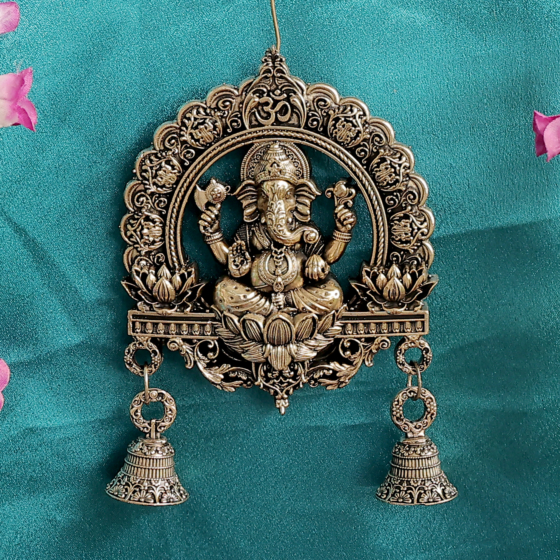 Decorative Brass Lord Ganesh Bell Wall hanging for Home Temple, BH11971