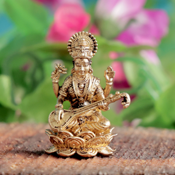 Goddess Saraswati Murti for Home Temple & Study Table BH12019