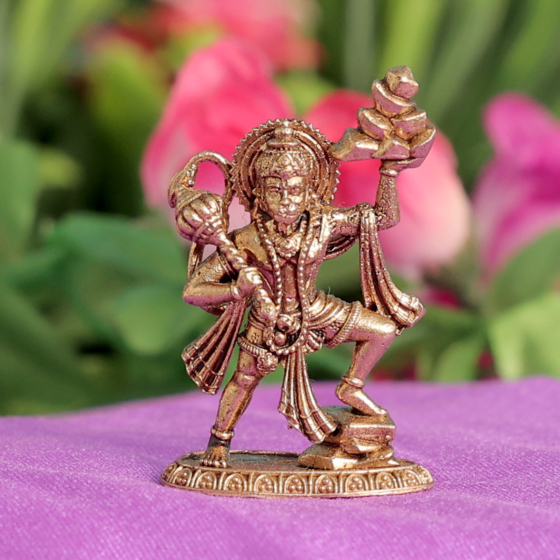 Brass Hanuman Idol Small | Mini Bajrangbali Murti for Pooja BH12036