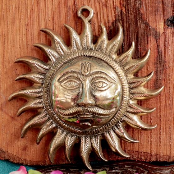 Brass Sun God Wall Hanging for Home Entrance, Vastu & Spiritual Decoration BH12131