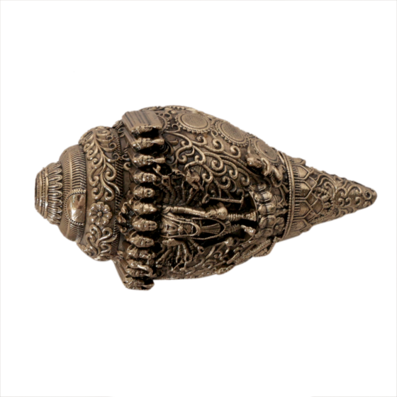 Brass Shankh with Vishnu Dashavatar Design BH12236
