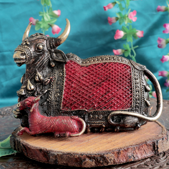 Large Brass Nandi Cow Idol BH12363
