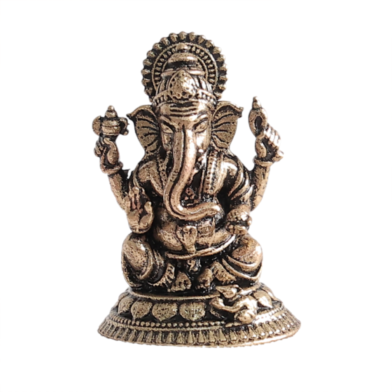 Mini Brass Ganesh Idol for Home Decor & Puja BH12371