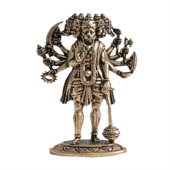 Mini Brass Panchmukhi Hanuman Idol Standing for Home Decor & Puja BH12379