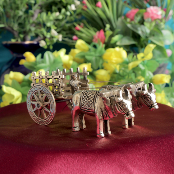 Premium Brass Bullock Cart Showpiece for Home Decor BH12410