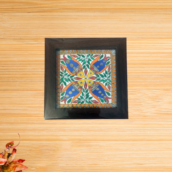 Handcrafted Madhubani Painting Coaster | 4x4