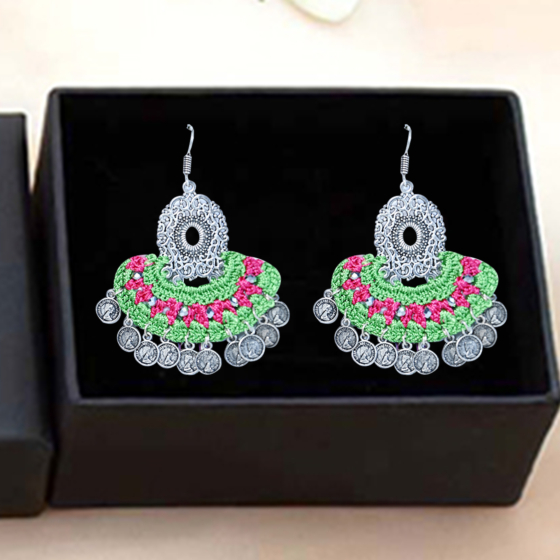 Aapan Kala Ear-ring Green/Pink