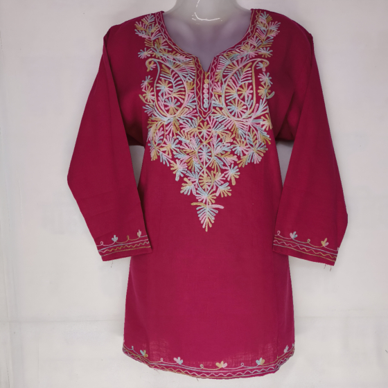Women Embroidered Pure Cotton Short Kurti 