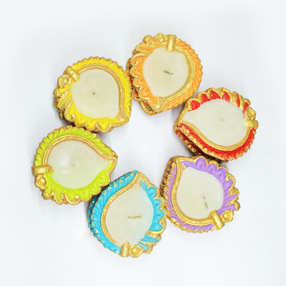 Handmade Motiff Design 1 Diya Wax Filled Candles set of 12