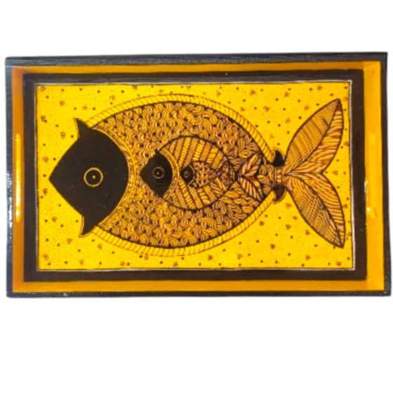 Golden Fish Painted Tray 