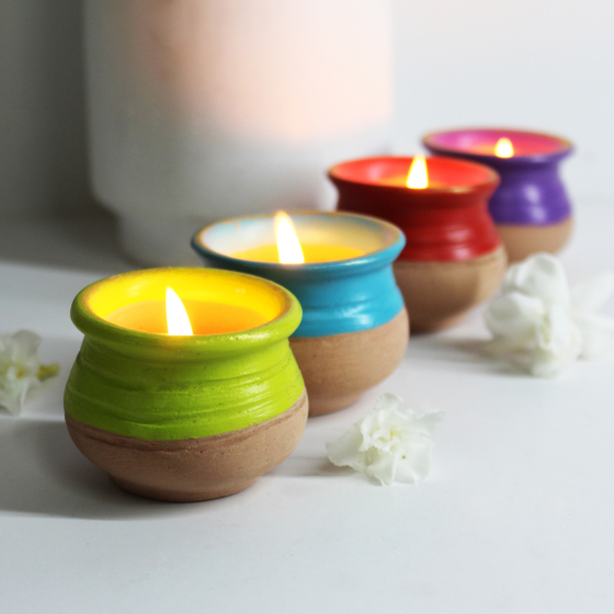 Pot_HANDI_Candle Holder Set of 4 with Complimentary HD Candles FREE