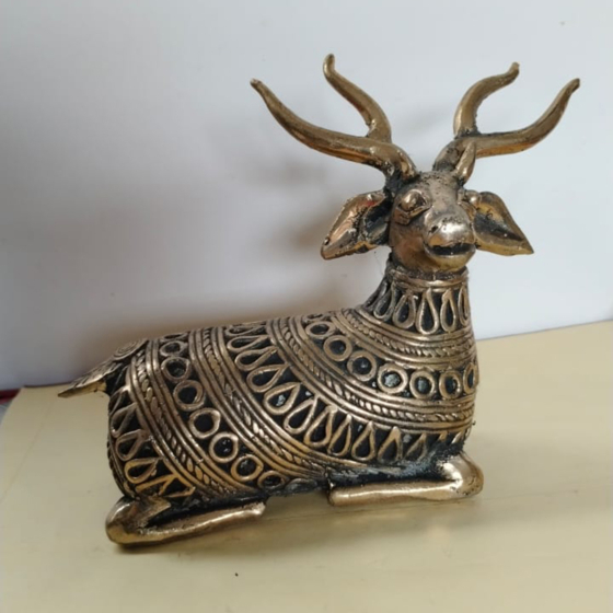 Handcrafted Dokra Brass Deer Sculpture