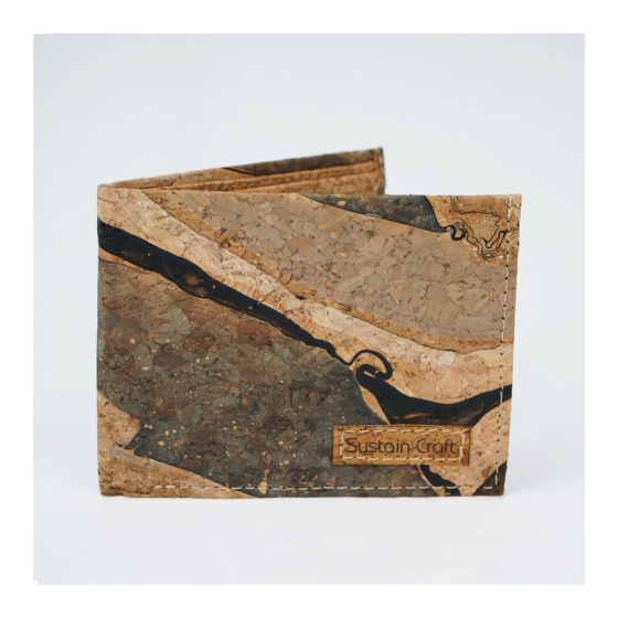 	Mens Cork Wallet Handmade Vegan Bi Fold Wallet