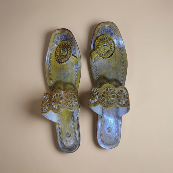 Handmade Ladies Leather Bhingri Slippers I Size 9