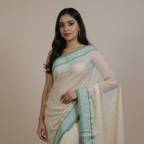 Exclusive Bengal Handloom Saree | Cream