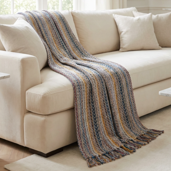 Handwoven Cotton Sofa Throw | Multicolour