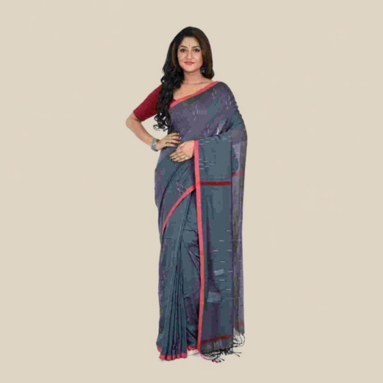 Handloom Bengal Cotton Santipuri Saree | Blue
