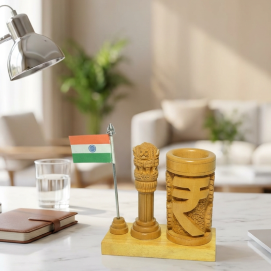 Handcrafted Wooden Pen Stand