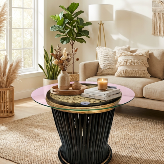 Vintage Bamboo and Wicker Coffee Table