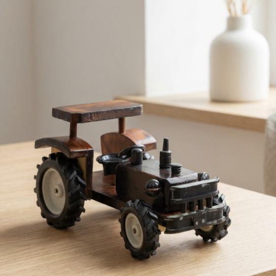 Handmade Wooden Movable Tractor Toy for Kids